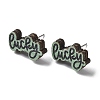 Printing Wood Stud Earrings for Women EJEW-B028-06-1