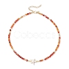 Summer Beach Natural Carnelian Round Beaded Necklaces NJEW-JN05262-04-4