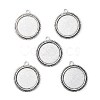 Tibetan Style Antique Silver Alloy Flat Round Pendant Cabochon Settings X-TIBEP-M022-34AS-1