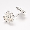 Rack Plating Brass Stud Earring Findings X-KK-P105-49S-1