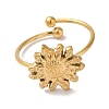 Ion Plating(IP) 304 Stainless Steel Sunflower Open Cuff Rings for Women RJEW-M167-09A-G-2