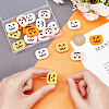 20Pcs 5 Colors Pumpkin Jack-O'-Lantern Halloween Food Grade Eco-Friendly Silicone Beads SIL-AR0001-10-3