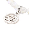 Synthetic Moonstone & Mixed Gemstone Stretch Bracelet with Alloy Lotus Charms BJEW-TA00134-02-4