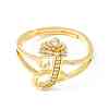 Clear Cubic Zirconia Initial Letter with Crown Adjustable Ring RJEW-M139-17J-2