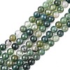 Natural Moss Agate Beads Strands GSR4mmC001-1