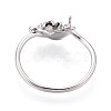 Flower Brass Micro Pave Clear Cubic Zirconia Cuff Ring Settings KK-T076-79P-3