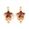 Brass Pave FireBrick Cubic Zirconia Connector Charms KK-CBA2DE6-04G-12-1