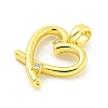 Brass Micro Pave Clear Cubic Zirconia Pendants KK-P263-09A-G-2