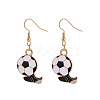 Alloy Enamel Football Dangle Earrings for Women WG983A9-02-1