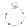 304 Stainless Steel Cable Chain Bracelet with Enamel Rondelle Beaded BJEW-G683-02P-2