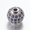 Brass Micro Pave Cubic Zirconia Beads ZIRC-E134-8mm-02-2