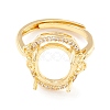 Brass Cubic Zirconia Adjustable Solitaire Ring Components KK-K266-10G-3