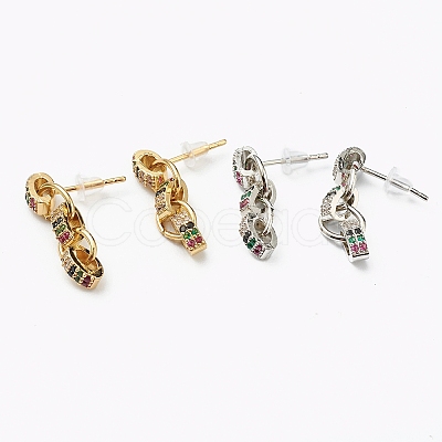 Brass Micro Pave Cubic Zirconia Dangle Earrings EJEW-L234-045-1