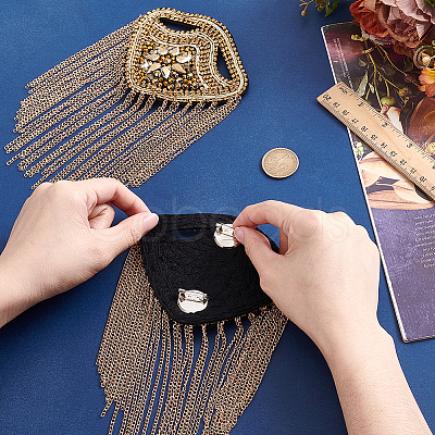 2Pcs Brass & Glass Tassel Epaulettes AJEW-GA0009-97-1