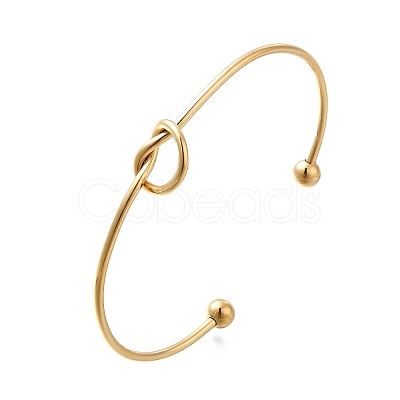 Ion Plating(IP) 304 Stainless Steel Knot Cuff Bangles for Women BJEW-M233-04G-1