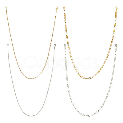 16Pcs 4 Style 304 Stainless Steel Chain Necklaces NJEW-TAC0026-1