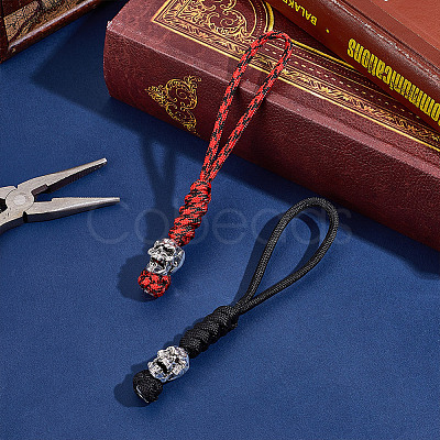 2Pcs 2 Colors Handmade Nylon Parachute Cord Pendant Decorations for Men KEYC-HY0001-32B-1