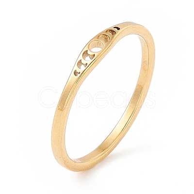 201 Stainless Steel Moon Phase Finger Ring for Women RJEW-A006-06G-1-1