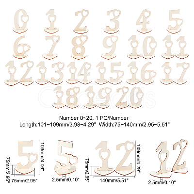 Poplar Wood Table Numbers WOOD-WH0112-97-1