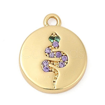 Brass Micro Pave Cubic Zirconia Charms KK-G526-03G-02-1
