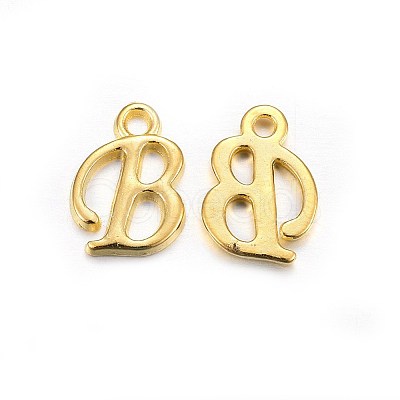Golden Plated Alloy Letter Pendants X-PALLOY-J718-01G-B-1