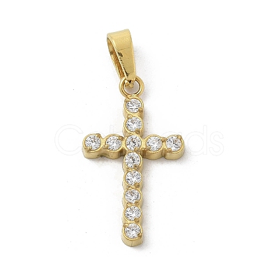 Ion Plating(IP) 304 Stainless Steel Micro Pave Cubic Zirconia Pendants STAS-Z107-08G-14-1
