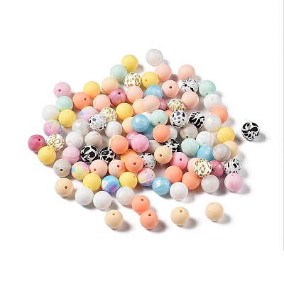 Round Food Grade Eco-Friendly Silicone Focal Beads SIL-F003-05-1