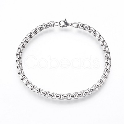 Tarnish Resistant 304 Stainless Steel Box Chain Bracelets BJEW-P236-24P-1