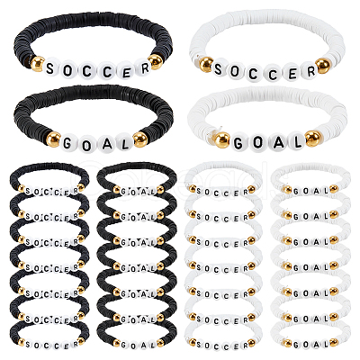 16Pcs 4 Style Acrylic & Handmade Polymer Clay Bead Bracelets BJEW-MA00002-1