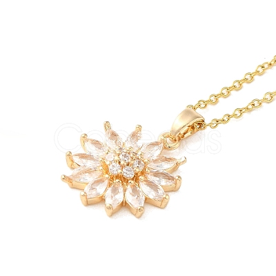 Brass Micro Pave Cubic Zirconia Pendant Necklaces for Women NJEW-E106-13KCG-1