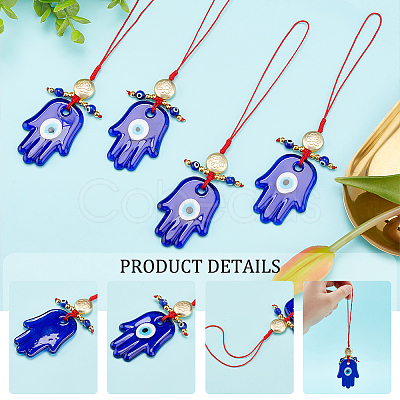 AHADEMAKER 4Pcs Handmade Evil Eye Lampwork Pendant Decorations HJEW-GA0001-19-1