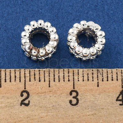 Rack Plating Brass Micro Pave Clear Cubic Zirconia European Beads KK-L215-011S-1