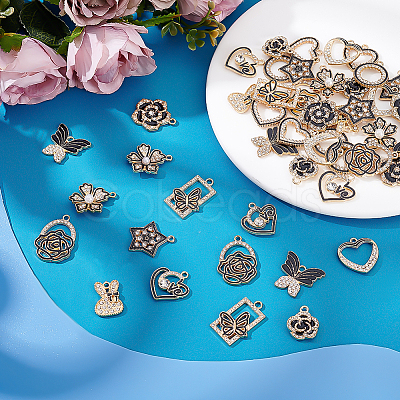 48Pcs 12 Styles Alloy Enamel Pendants FIND-ME0001-89-1