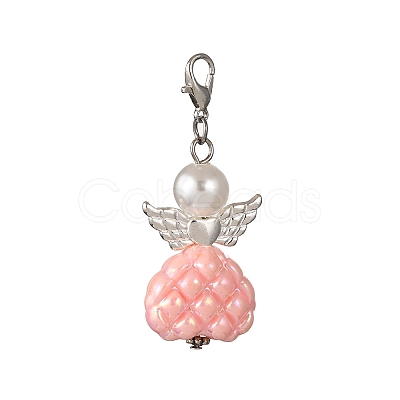 Angel Plastic Pearl & Acrylic Pendant Decorations HJEW-JM03466-1