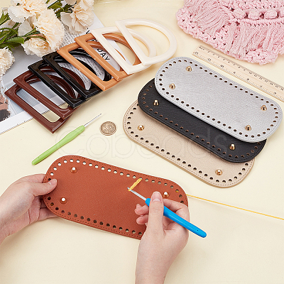 4Pcs 4 Colors PU Leather Oval Bottom FIND-CL0001-79B-1
