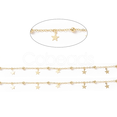 Brass Satellite Chains with Star Charms CHC-P009-05G-1