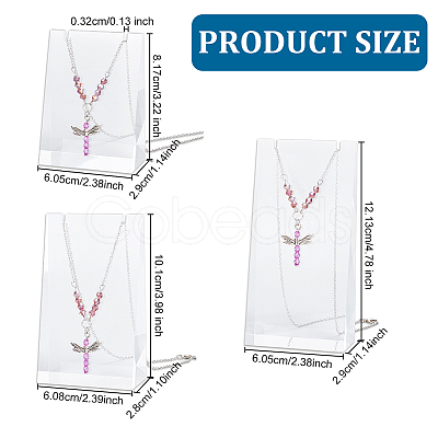 3Pcs 3 Sizes Transparent Acrylic Necklace Display Stands NDIS-WH0009-18-1