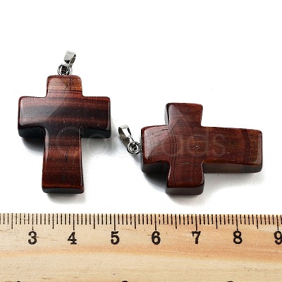 Dyed & Heated Natural Red Tiger Eye Pendants G-A231-02E-1