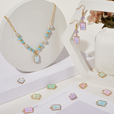 28Pcs 7 Colors Alloy Glass Pendants FIND-SC0015-31G-1