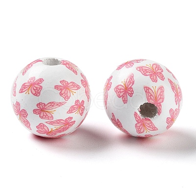 Easter Theme Printed Wood European Beads WOOD-M010-02H-1