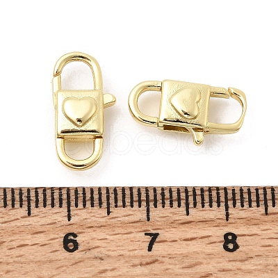Heart Brass Lobster Claw Clasps KK-Z147-12G-1