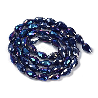 Opaque Solid Color Electroplate Glass Beads Strands EGLA-N013-P8mm-B03-1