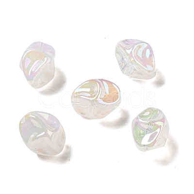 UV Plating Rainbow Iridescent Acrylic Beads PACR-M002-07-1