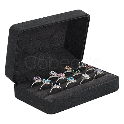 Rectangle PU Leather Rings Storage Boxes with Velvet Inside AJEW-WH0166-14-1