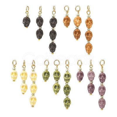 Halloween Handmade Porcelain & Electroplate Non-magnetic Synthetic Hematite Pendants PALLOY-JF06071-1
