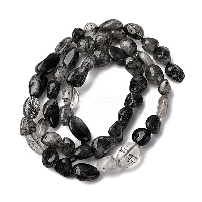 Natural Black Rutilated Quartz Beads Strands G-F439-08-1