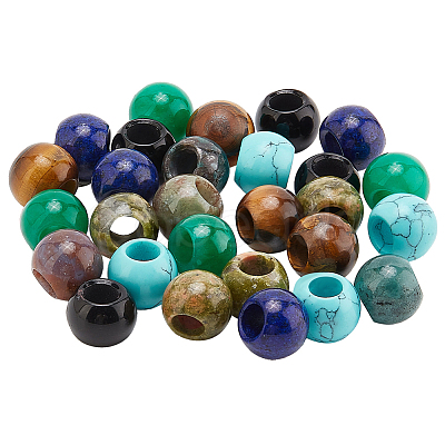 28Pcs 7 Styles Mixed Gemstone European Beads G-PH0002-37-1