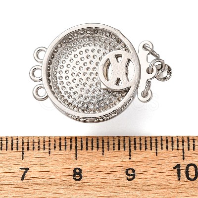 Brass Micro Pave Clear Cubic Zirconia Box Clasps KK-D378-13P-1