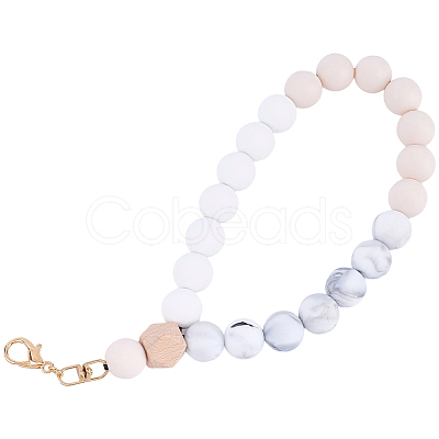 1Pc Silicone & Wood Pendant Decorations HJEW-BM0001-61D-1