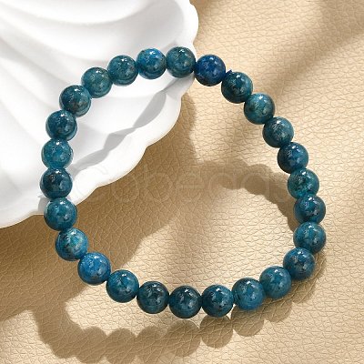 Natural Apatite Round Round Beaded Stretch Bracelets BJEW-G697-01A-1